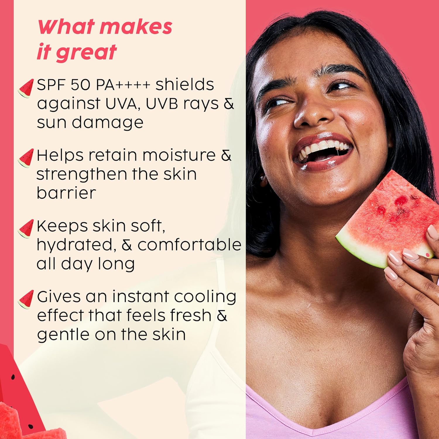 PLIX - THE PLANT FIX Watermelon Hydra-Cool Sunscreen Body Lotion With SPF 50 | PA++++ | Ceramides, Cica, Aquaxyl & Frescolat® ML | Lightweight 2-in-1 Body Lotion + Sunscreen 150ml
