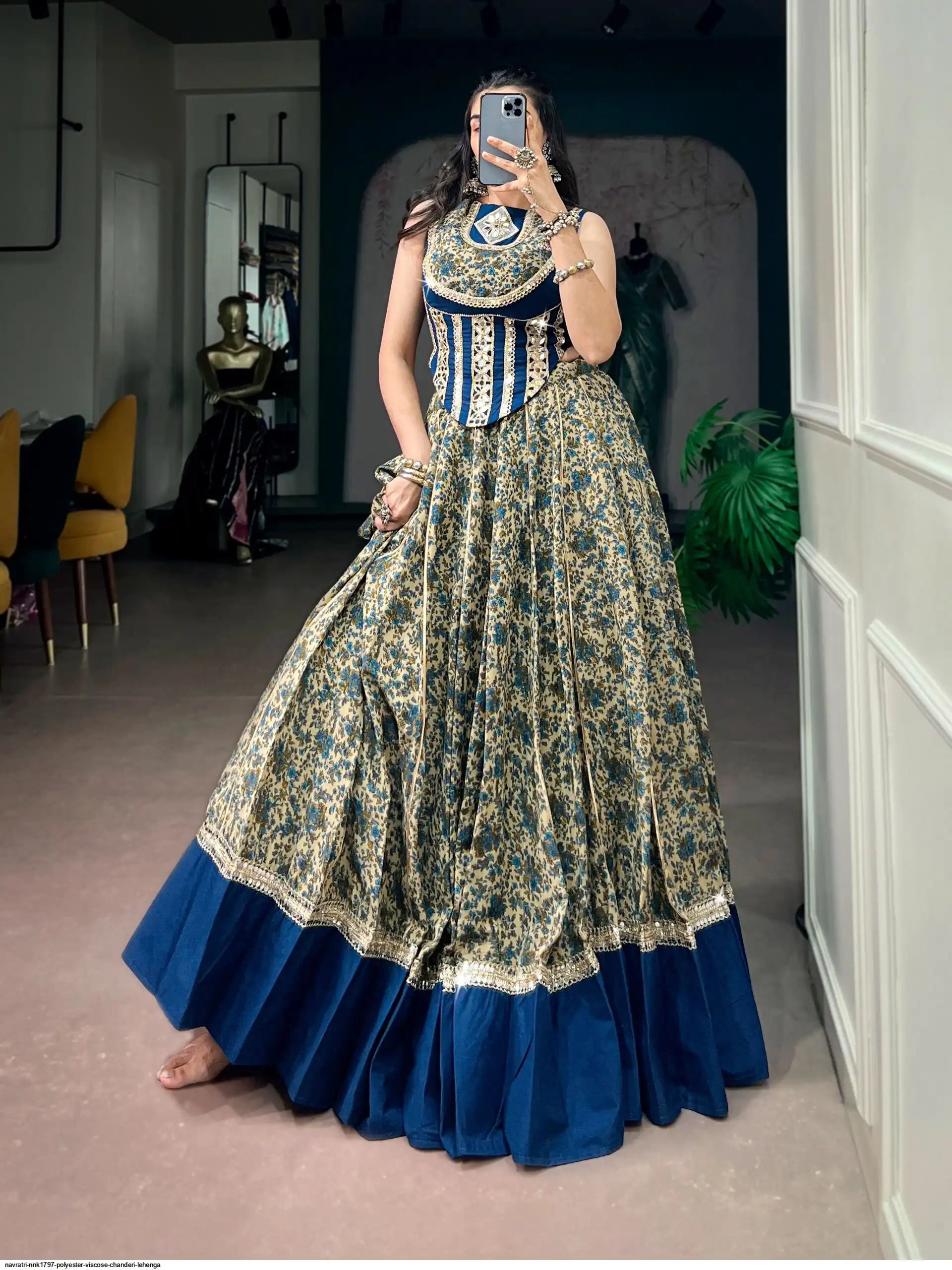 NAVRATRI NNK1797 POLYESTER VISCOSE CHANDERI LEHENGA