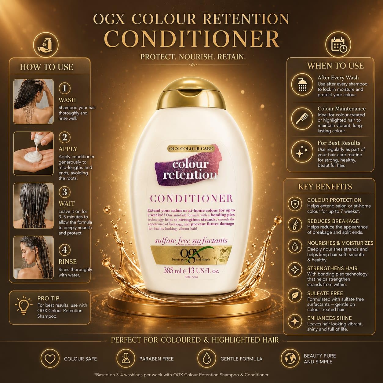 OGX Colour Retention Conditioner for Colour Treated Hair, 385ml