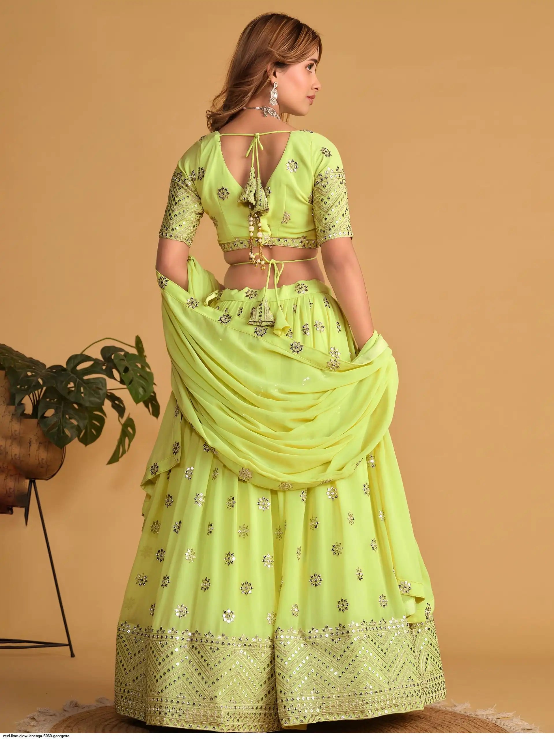 ZEEL LIME GLOW LEHENGA 5060 GEORGETTE
