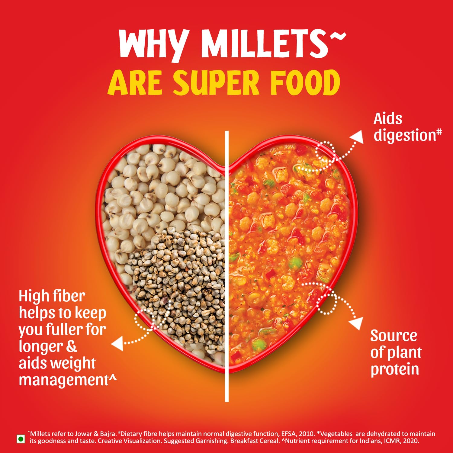 Saffola Masala Millets Tomato Delight| Lower in calories, Rich in Fibre | Yummy Millets for Happy Tummy, 35g