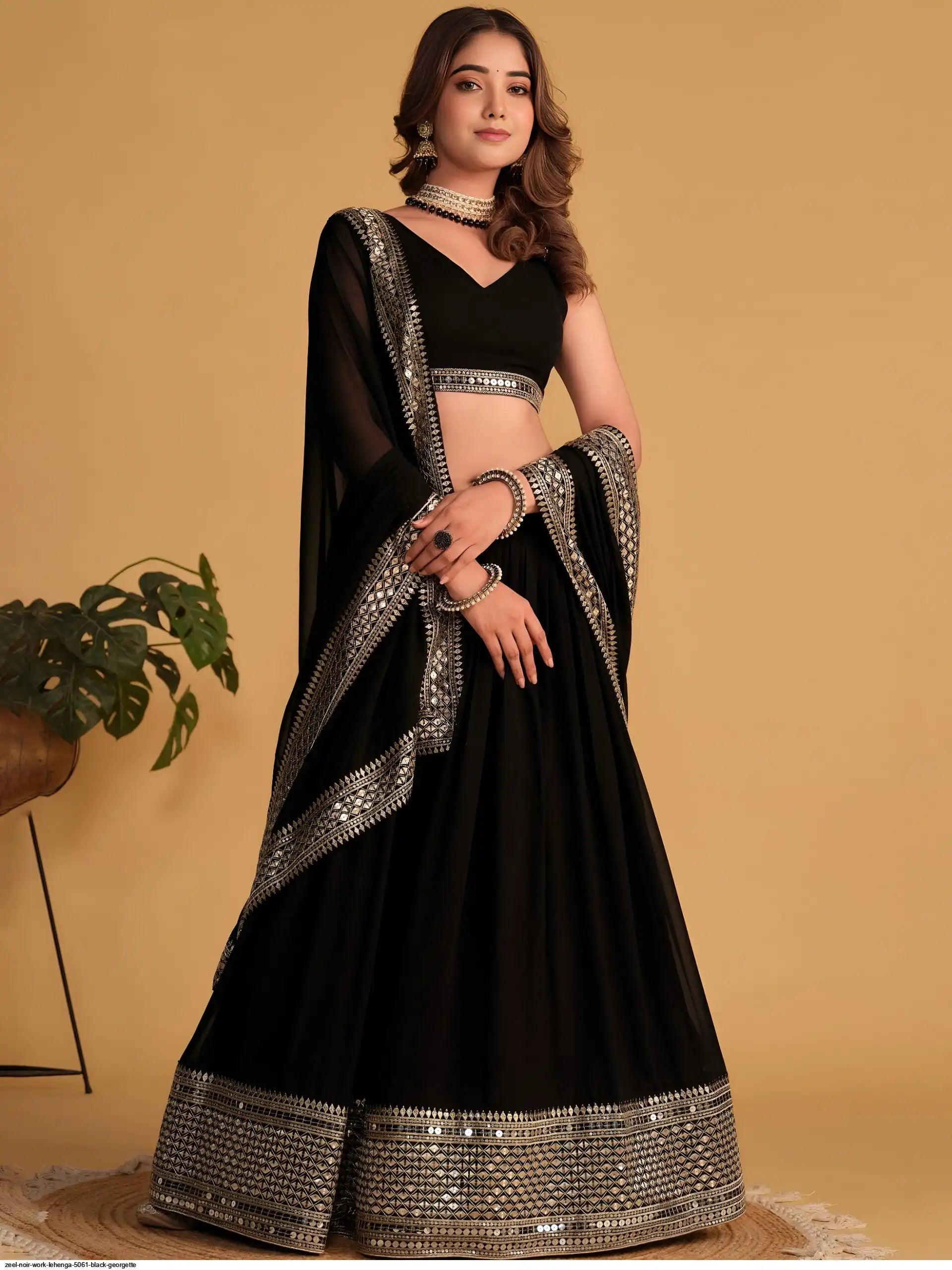 ZEEL NOIR WORK LEHENGA 5061 BLACK GEORGETTE