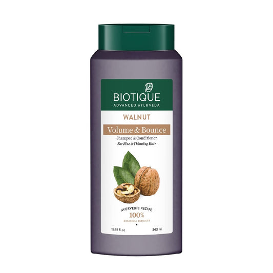 Biotique Bio Walnut Volume and Bounce Shampoo and Conditioner | For Fine and Thinning Hair| 340ml