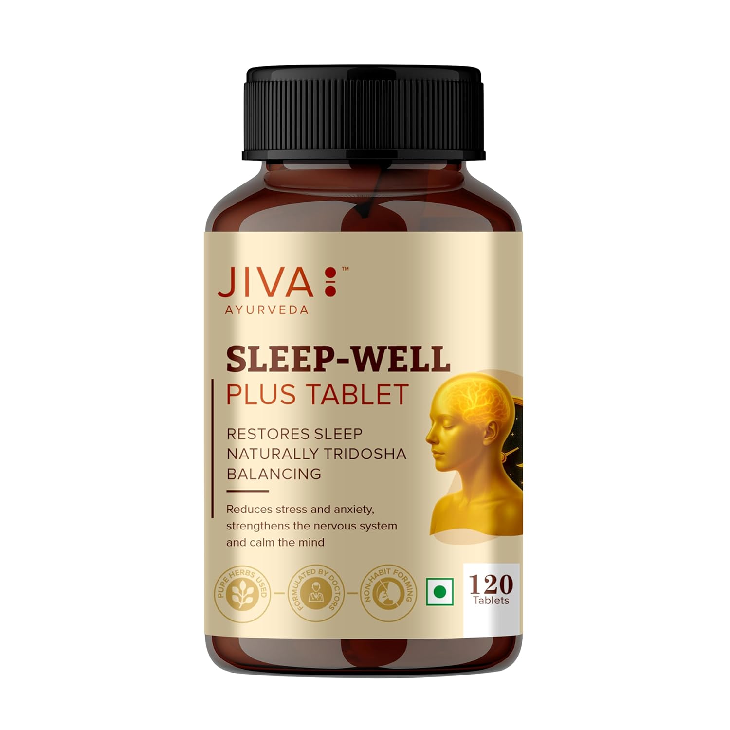 Jiva Ayurveda Sleep Well Plus 120 Tablets | Ayurvedic Sleeping Tablets for Deep Sleep | Tagara-Based Sleep Supplement for Men & Women | Non-Habit Forming & Chemical-Free