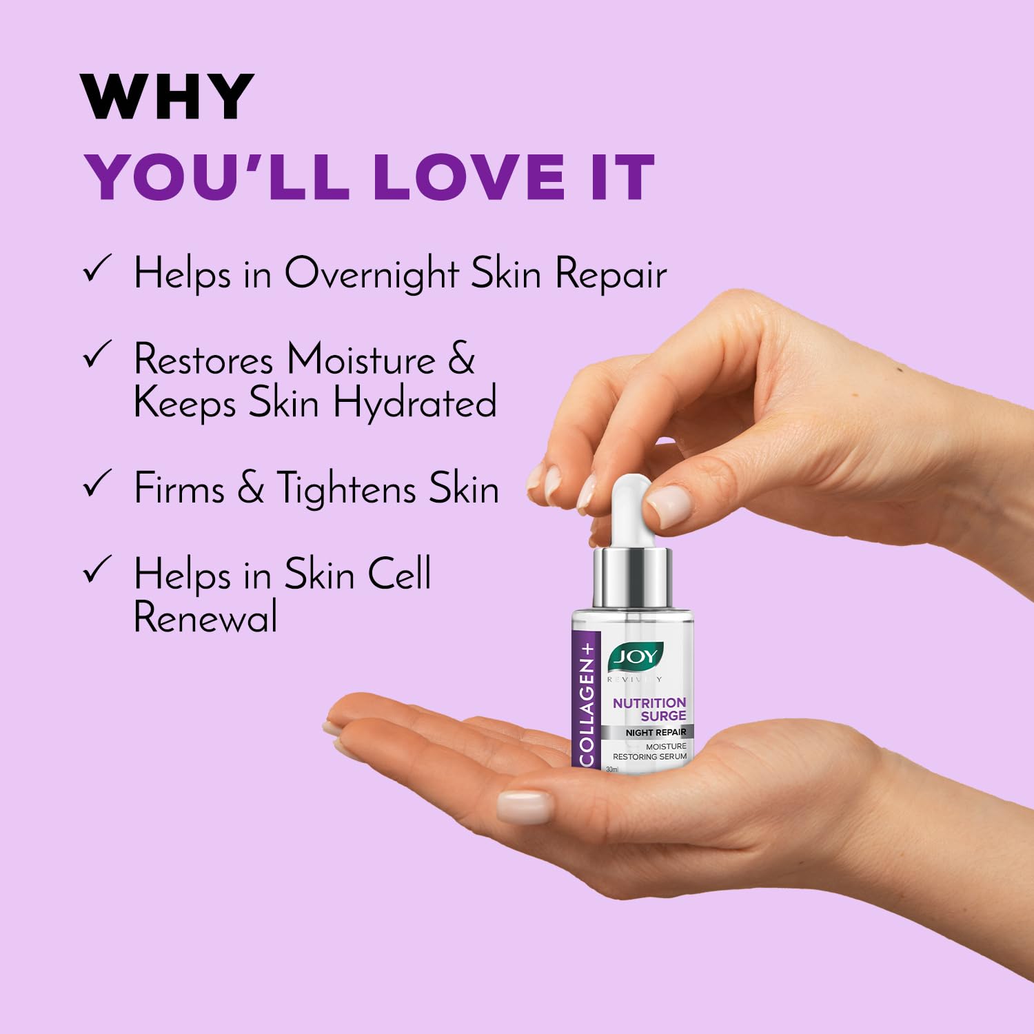 Joy Revivify Collagen+ Night Repair Face Serum 30ml | Revivify Blueberry & Collagen Night Gel 50ml (Combo Pack)