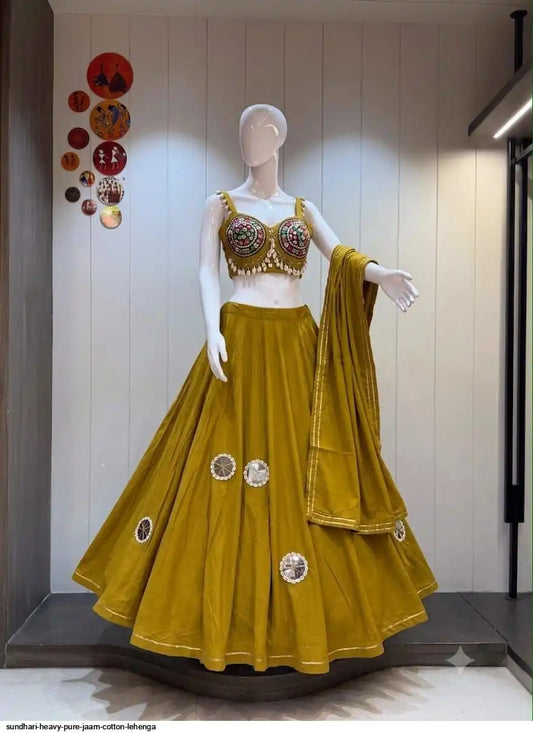 SUNDHARI HEAVY PURE JAAM COTTON LEHENGA SiZE L