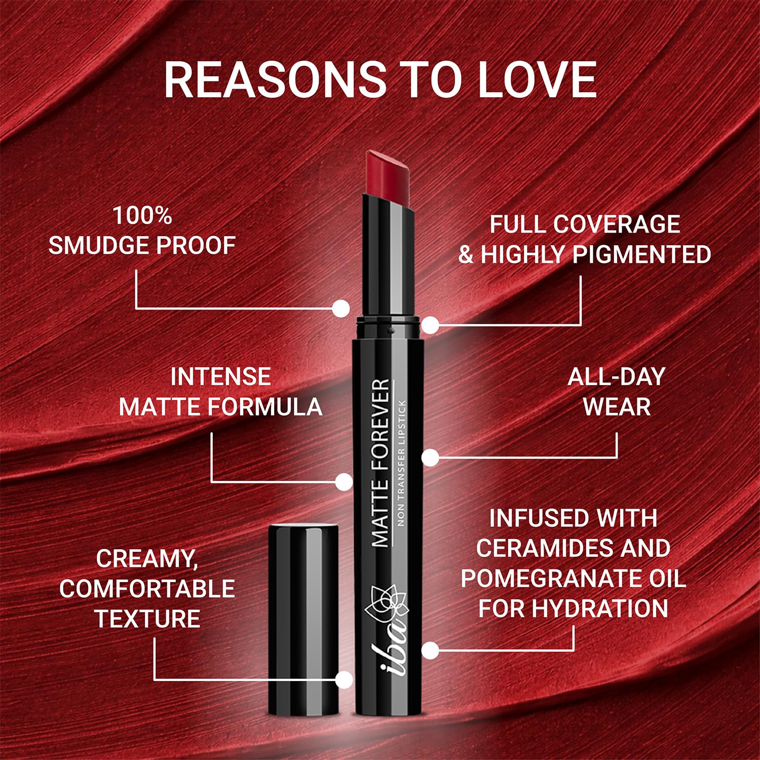 Iba Matte Forever Non-Transfer Lipstick for Women - 12 Dinner Date