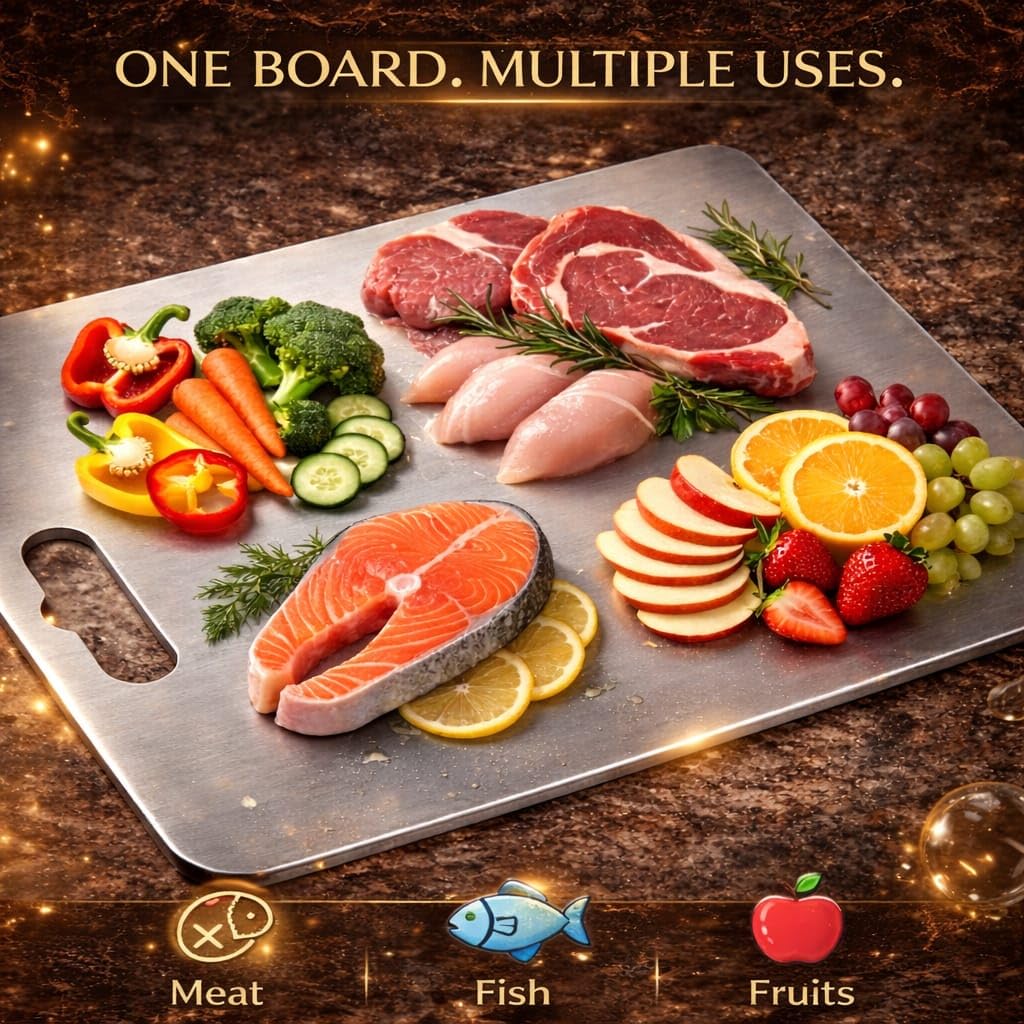Premium Stainless Steel Chopping Board | Anti Slip Cutting Board for Vegetables, Fruits & Meat | Rust Resistant Metal Board | Easy Clean Kitchen Use