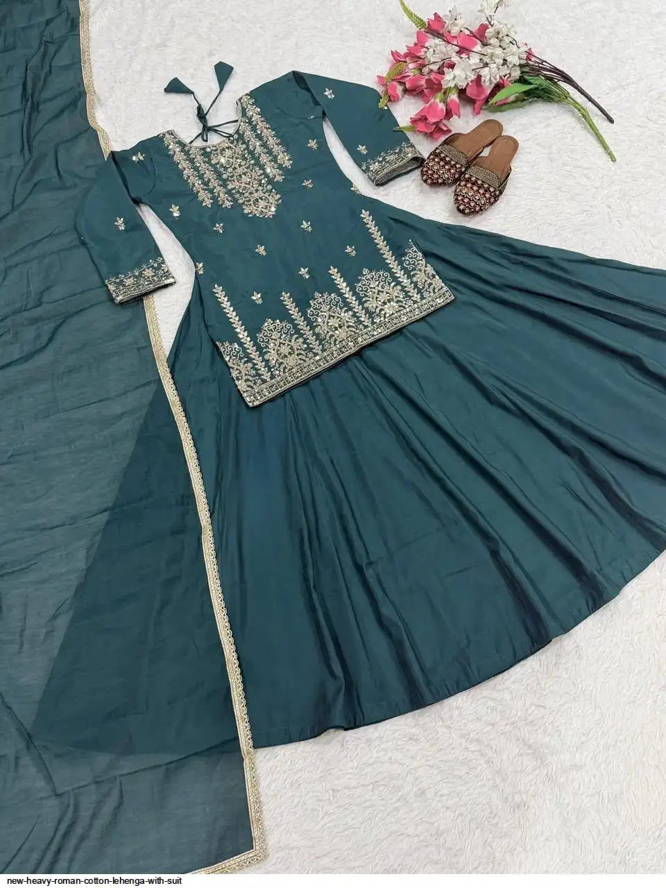 NEW HEAVY ROMAN COTTON LEHENGA WITH SUIT SIZE XL,M,S,L,XXL