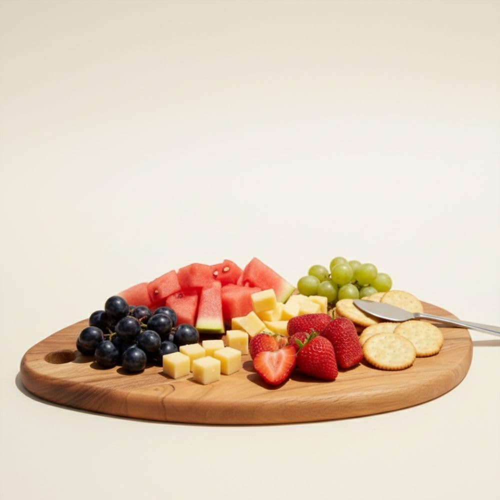 Decorlay Acacia Wood Chopping Board Oval Shape | Multipurpose Cutting & Serving Board for Vegetables, Fruits, Meat, Cheese & Bread | Brown