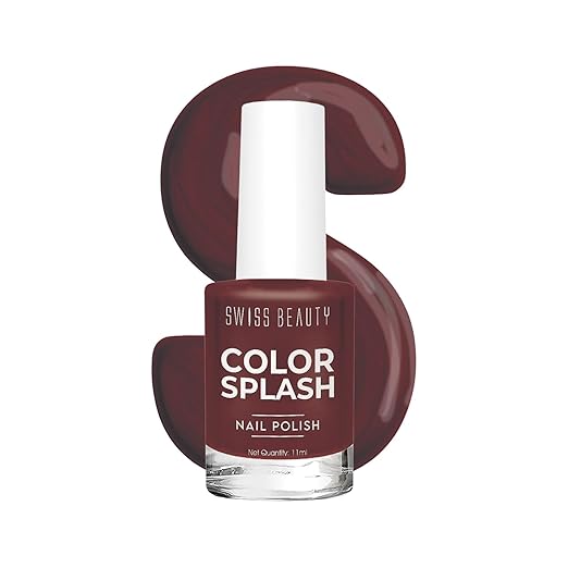 Swiss Beauty Color Splash Nail Polish - Long-Lasting, Glossy - 11 ML, Black Cherry