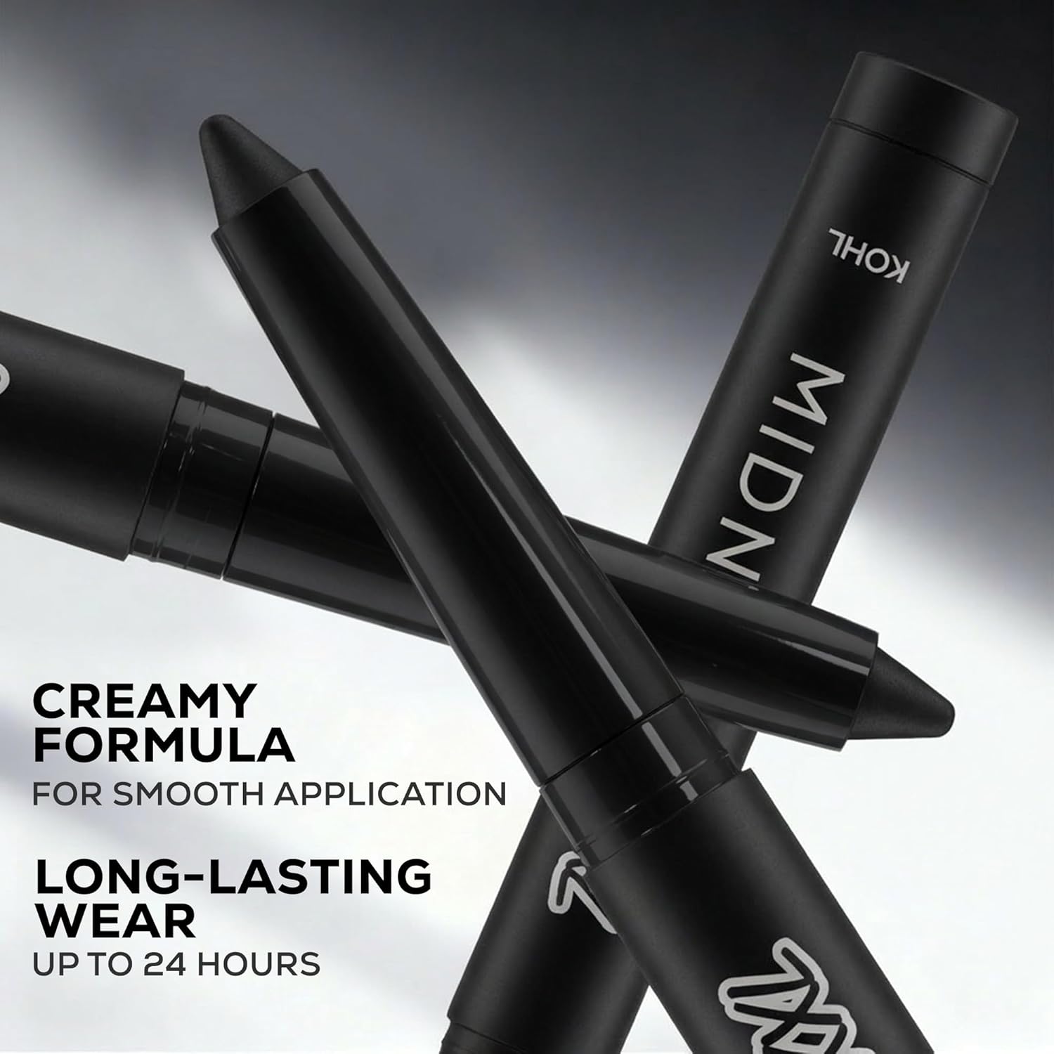 RENEE Midnight XXL Kajal | Black Kohl Pencil with Built-in Sharpener | Waterproof, Smudge-proof, 24Hr Long-Lasting | Ultra-Rich Pigment, Smooth Glide | 1.5g