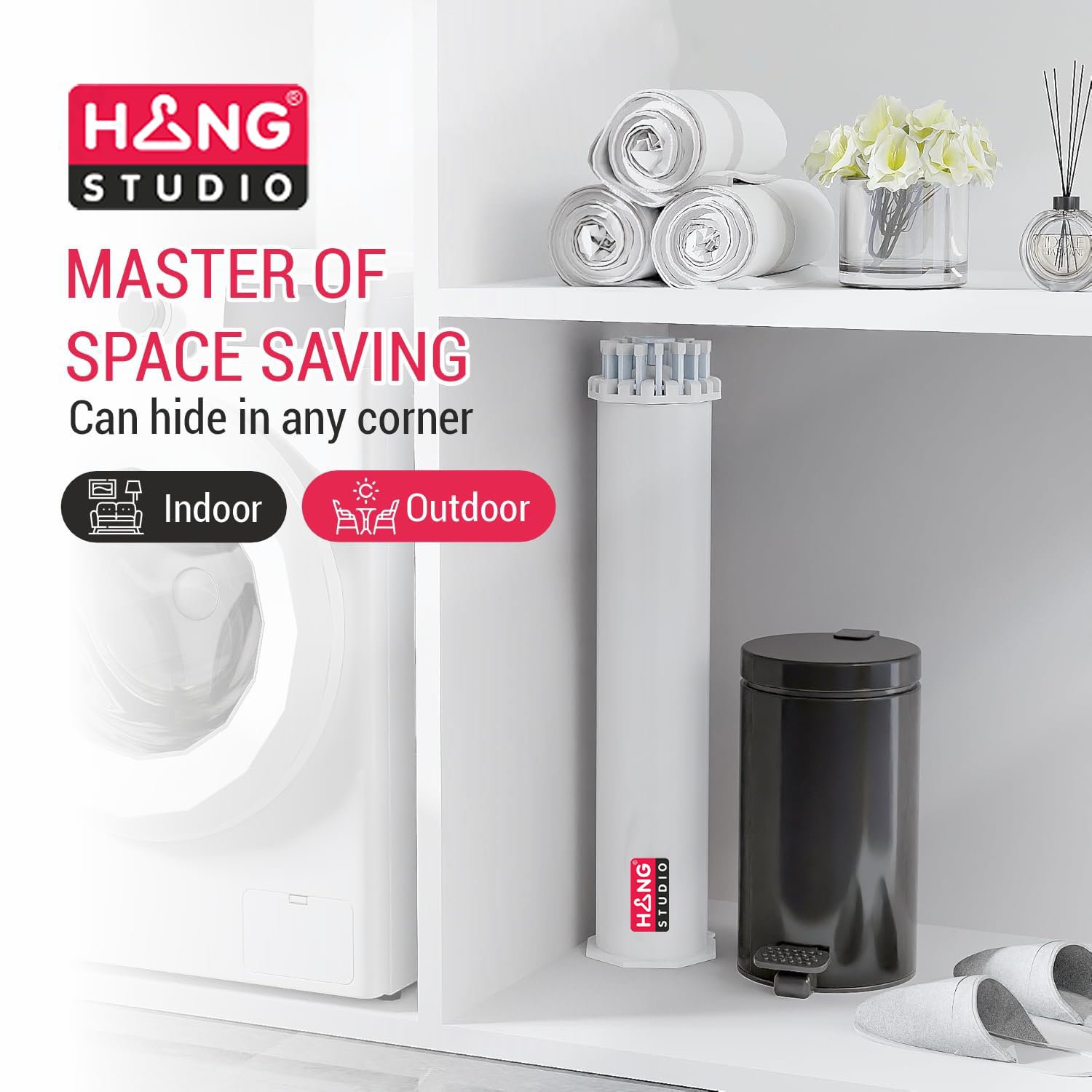 HANG STUDIO Foldable Clothes Dryer Stand Racks for Drying - Multi Way Folding & Rotatable - Lightweight Heavy Duty Aluminium Rails - (White, 3.9 Feet Length, 16 Rods, Large)