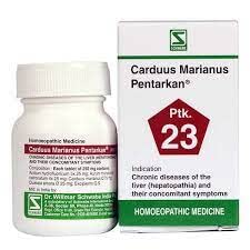 Dr Willmar Schwabe India Homoeopathic Carduus Marianus Pentarkan (20g) Tablets (Ptk. 23) for acidity heartburn