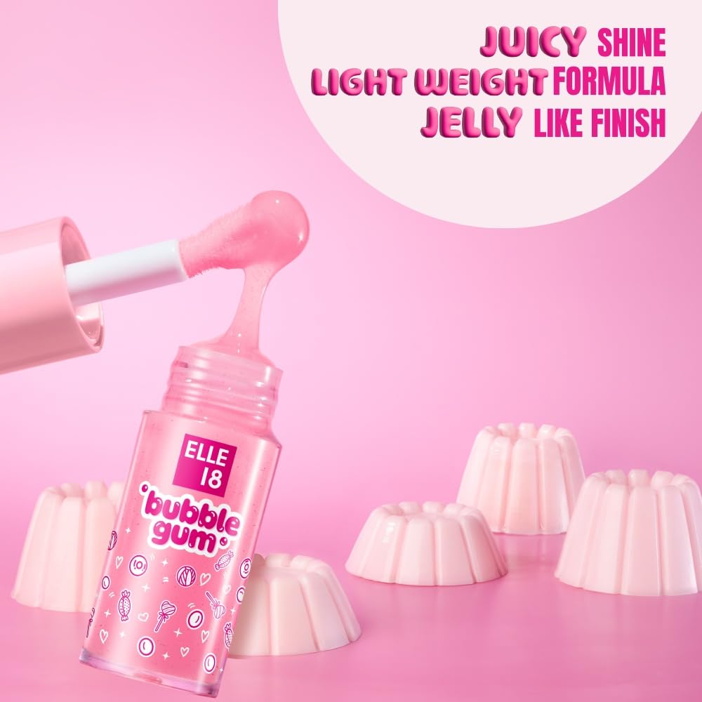 Elle 18 Bubblegum Lip Jelly, Lip Gloss - Cherry, Pigmented, Fuller Lips|5 ml