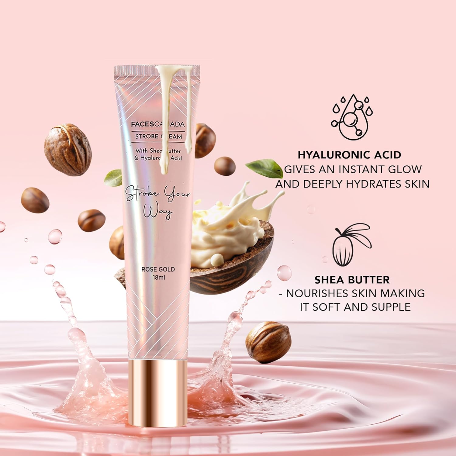 FACES CANADA Strobe Cream Mini- Rose Gold, 18ml