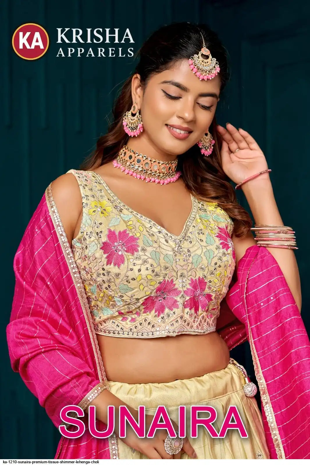 KA 1210 SUNAIRA PREMIUM TISSUE SHIMMER LEHENGA CHOLI SIZE L
