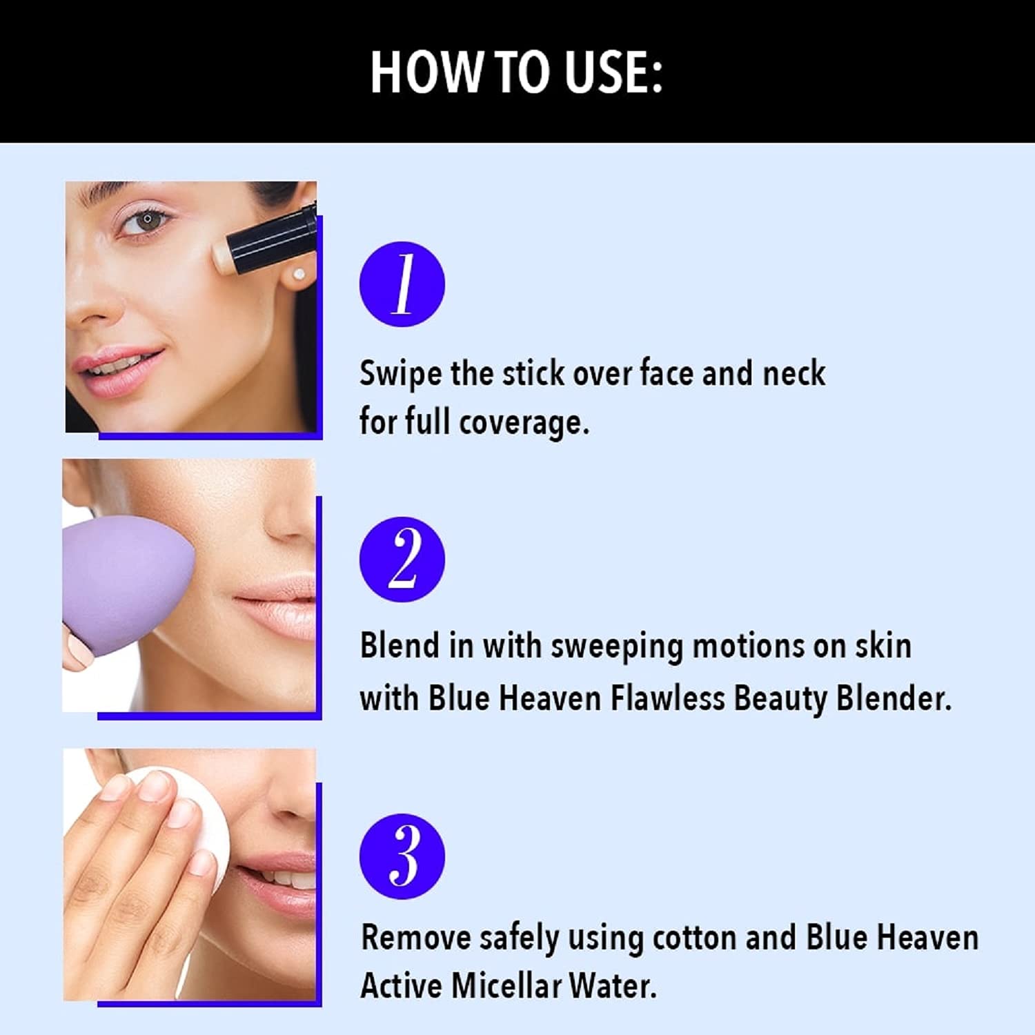 Blue Heaven HD All In One Makeup Stick, Full-Coverage, Natural Finish, Honey, All, 10g