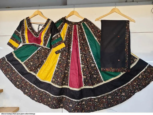 SILENCE BOUTIQUE FLARE PURE JAAM COTTON LEHENGA SIZE L