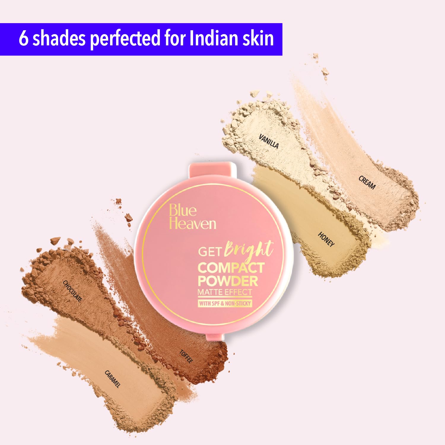 Blue Heaven Get Bright Compact Powder for Women With SPF Sun Protection, All Skin Non Sticky, Oil Free, Matte Finish Light Weight Formula, Cream,16g