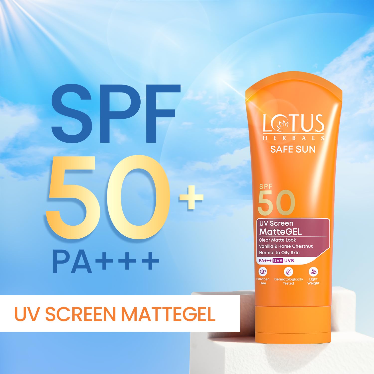 Lotus Herbals Safe Sun Invisible Matte Gel Sunscreen SPF 50 PA+++ - 100 gm