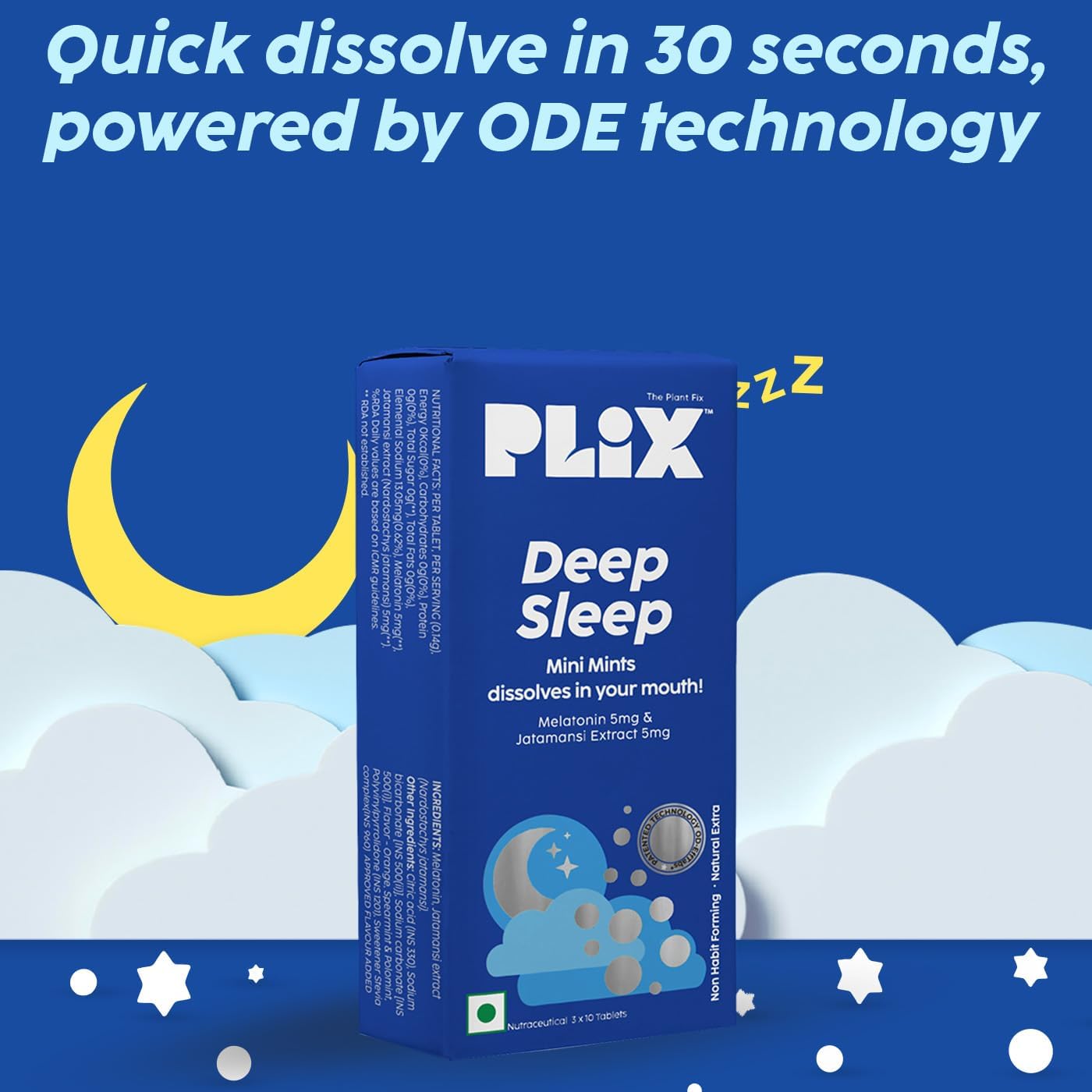 The Plant Fix Plix Melatonin Tablet Deep Sleep Oral Dissolving Mini Mints Effervescent Supporting Restful Sleep