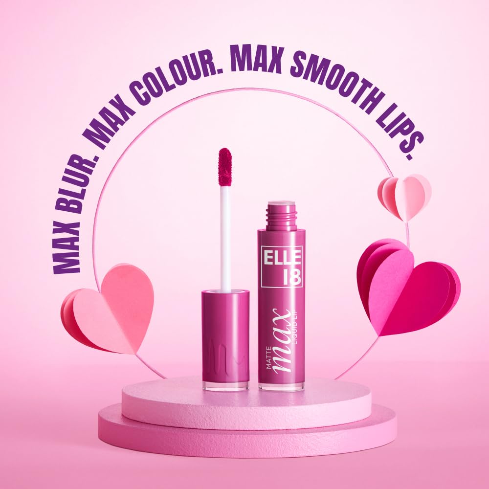 Elle18 Matte Max Liquid Lipstick - Rose Dust, for Smooth Lips, with Hyaluronic Acid & Vitamin E, Blur Matte Finish, Transferproof & Smudgeproof - 6ml