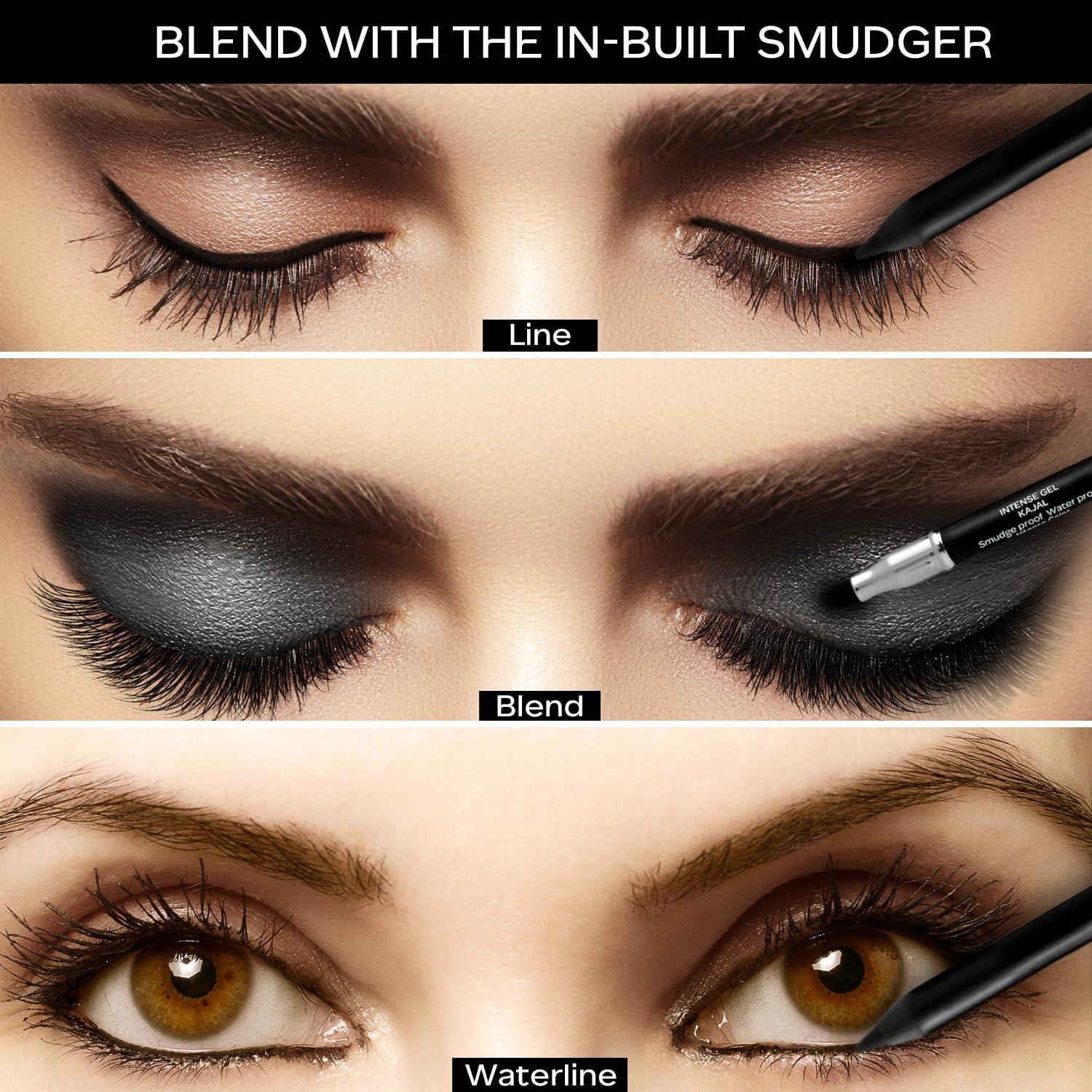 FACES CANADA Ultime Pro Intense Gel Kajal With Smudger & Sharpener - Black, 1.2 g