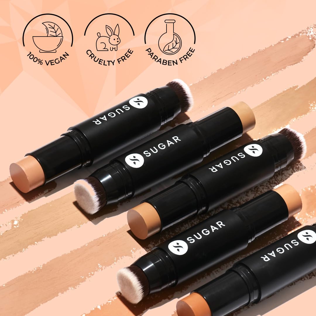 SUGAR Cosmetics Ace Of Face Foundation Stick with In-Built Brush | Full Coverage Cream Foundation for Indian Skin | Matte Finish | Lasts 24 Hours | 12gm - 07 Vanilla Latte