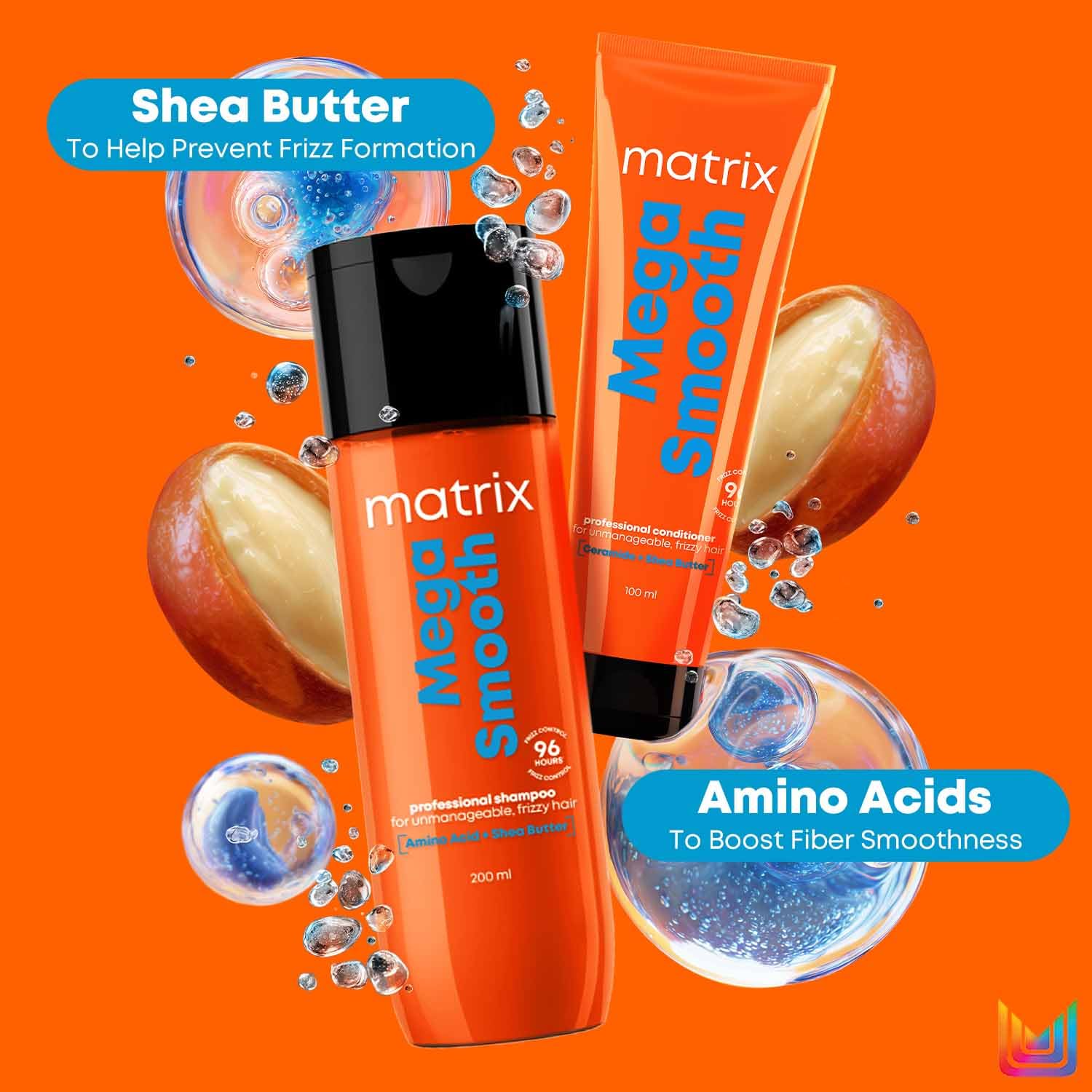 Matrix Mega Smooth Shampoo and Conditioner Combo with Shea Butter 200ml + 100ml