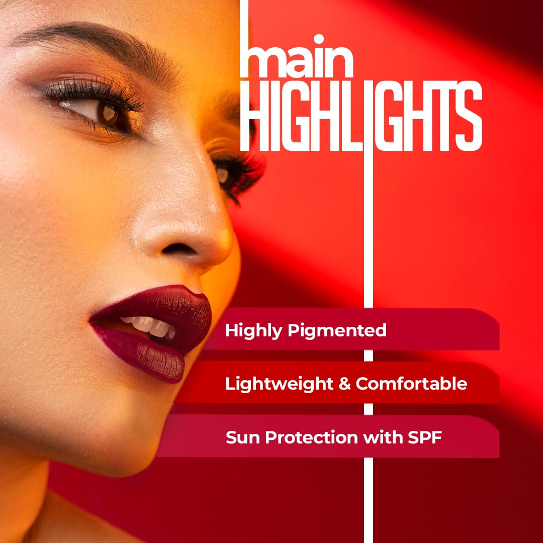 Juice Cosmetics Matte Luxe Lipstick - Vitamin E Enriched, Smudge-Free with Bio Retinol, Moisturizing Lock Technology, SPF 15, Long-Lasting (Sultry Burgundy - M04)