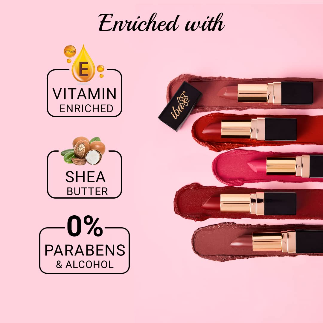 Iba Long Stay Matte Lipstick for Women- M08 Burgundy Red, 4g