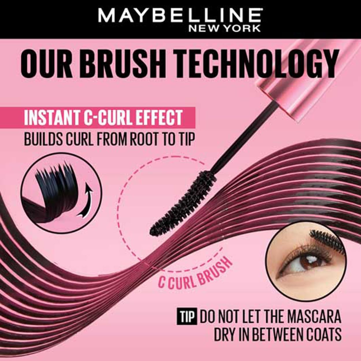 Maybelline New York Hypercurl Mascara,Highly Pigmented Colour, Long-lasting, Washable, Black 9.2ml