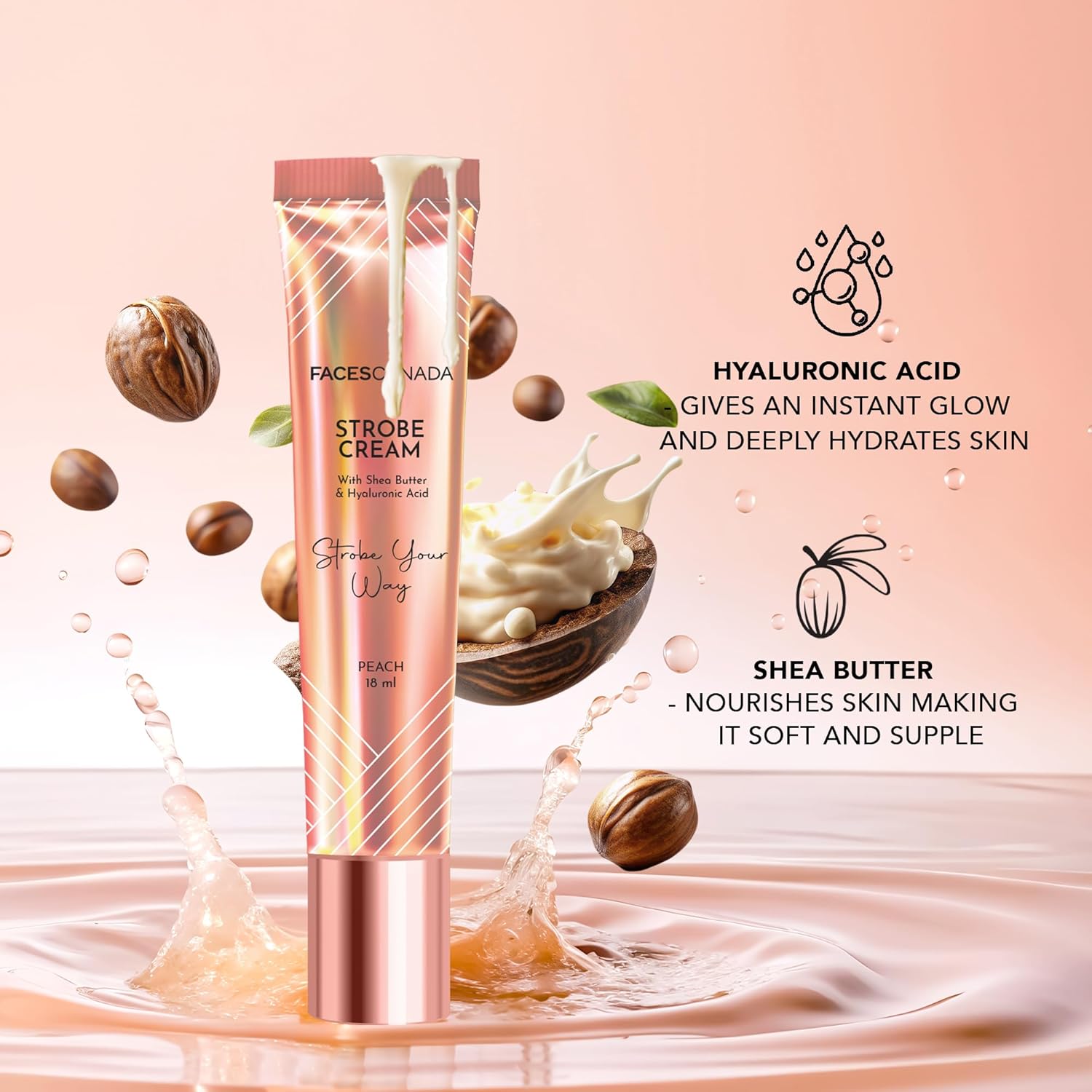 FACES CANADA Strobe Cream Mini- Peach, 18ml