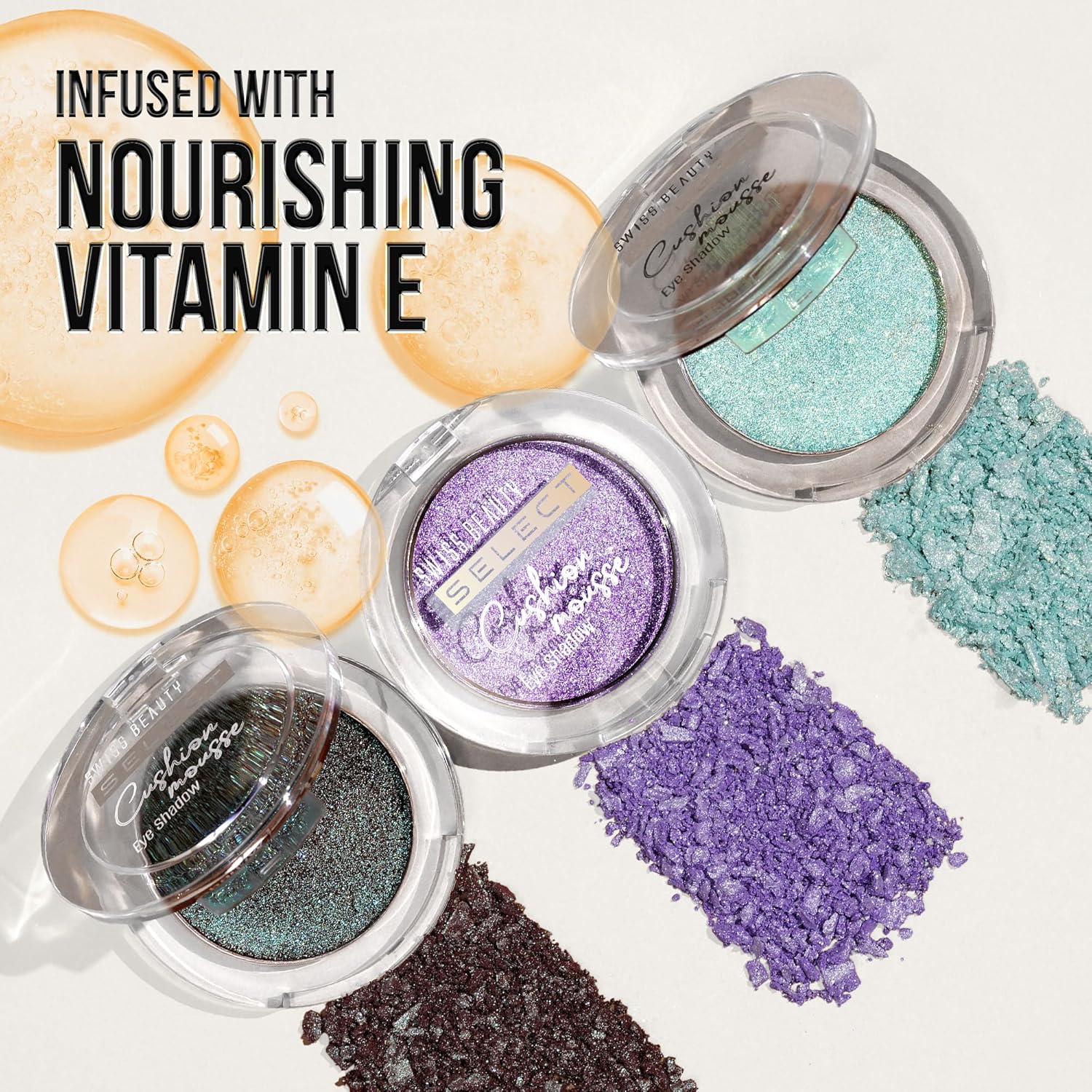 Swiss Beauty Select Cushion Mousse Eyeshadow | Highly Pigmented & Blendable Formula | Long-Lasting Eye Makeup with Vitamin E | Lightweight & Shimmer Finish | Shade- 2. Solar Flare, 2g