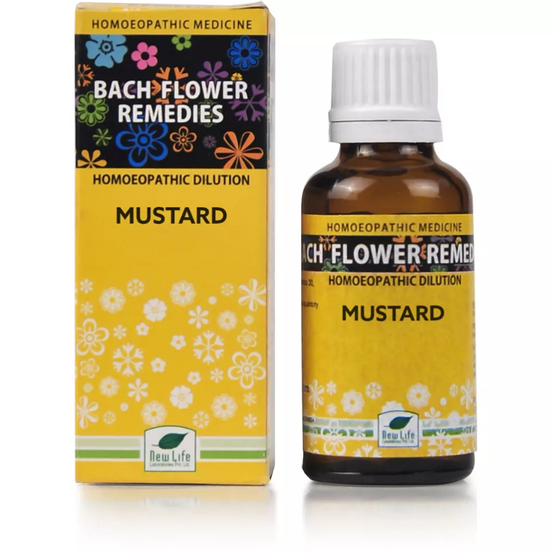 New Life Bach Flower Mustard (30ml) For Depression, sadness for No Reason, crying