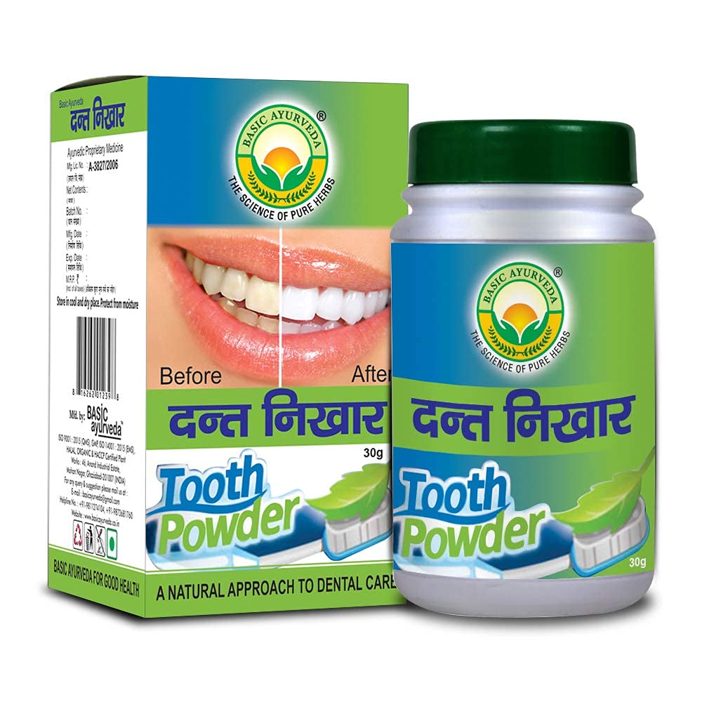 Basic Ayurveda Dant Nikhar Manjan 30g For manage dental neuralgia and decaying teeth, bleeding gums