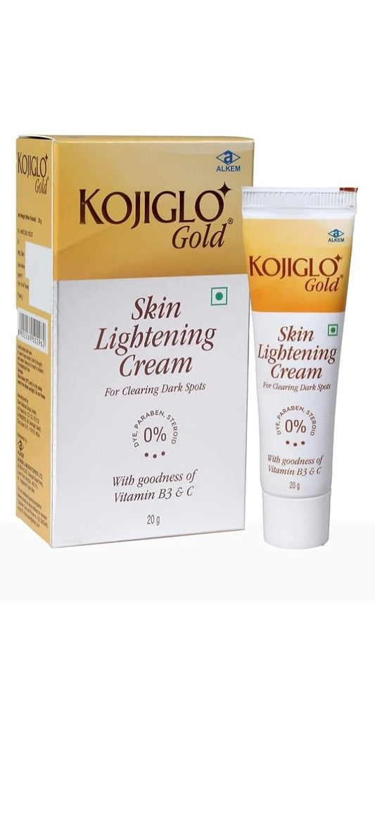 Kojiglo Gold Skin Lightening Cream (20gm) For Dark Spots, Skin Brightener