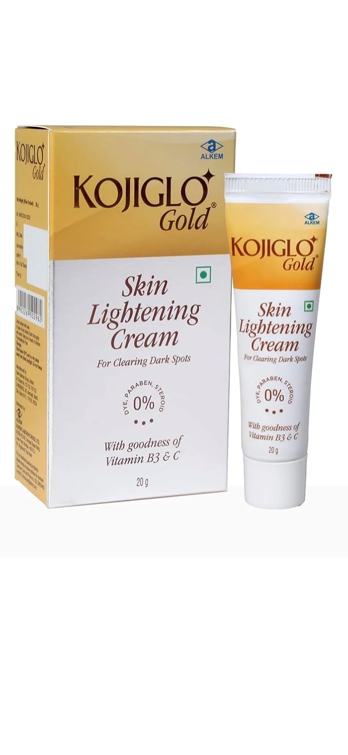 Kojiglo Gold Skin Lightening Cream (20gm) For Dark Spots, Skin Brightener