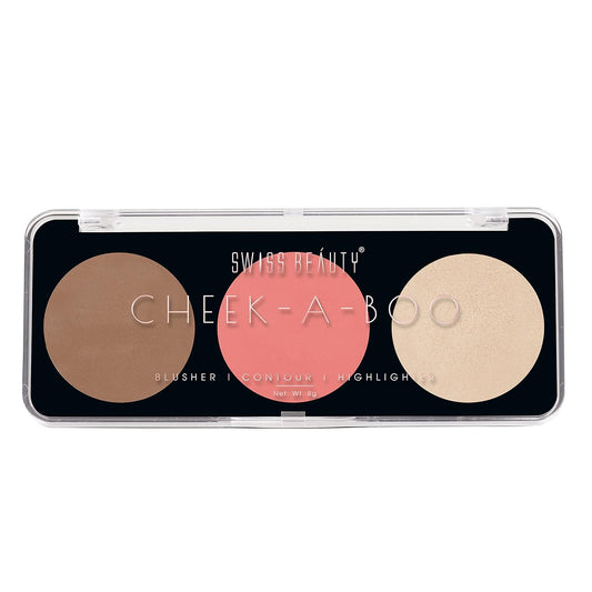Swiss Beauty Cheek-A-Boo 3-in-1 Face Palette – Blusher, Contour & Highlighter | Highly Pigmented, Blendable & Lightweight | Long-Lasting Makeup Palette for All Skin Tones | 8g, Shade- 03