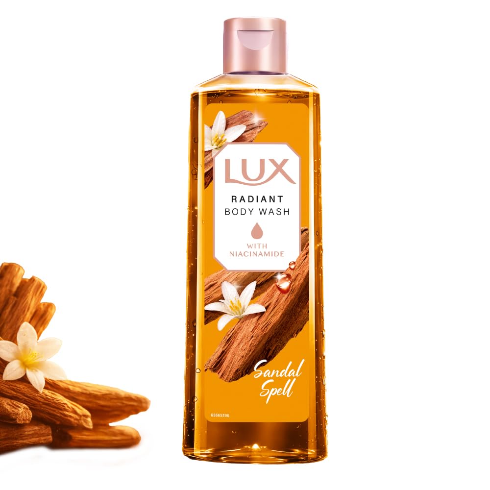 LUX Sandal Spell Bodywash, with Niacinamide, 245ml for Radiant & Bouncy Skin Feel