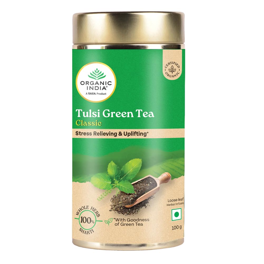 A TATA Product - Organic India Tulsi Green Tea Classic Loose Leaves - 100g