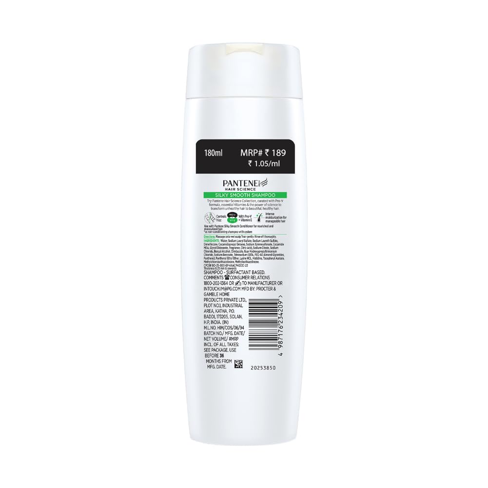 Pantene Advanced Hairfall Solution, Anti-Hairfall Silky Smooth Shampoo for Women, 180ML