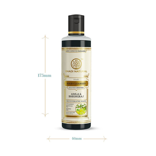 Khadi Natural Amla & Bhringraj Hair Cleanser | Herbal Shampoo for Hair Cleansing & Scalp Care | Helps Maintain Hair Freshness & Smoothness | SLS & Paraben Free Formula | Suitable for All Hair Types | 210ml