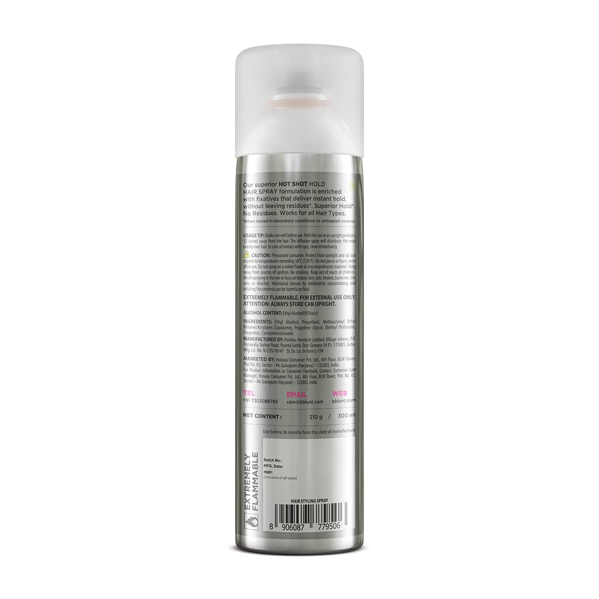 BBLUNT Hot Shot Hold Spray for Instant & Firm Hold - 300 ml