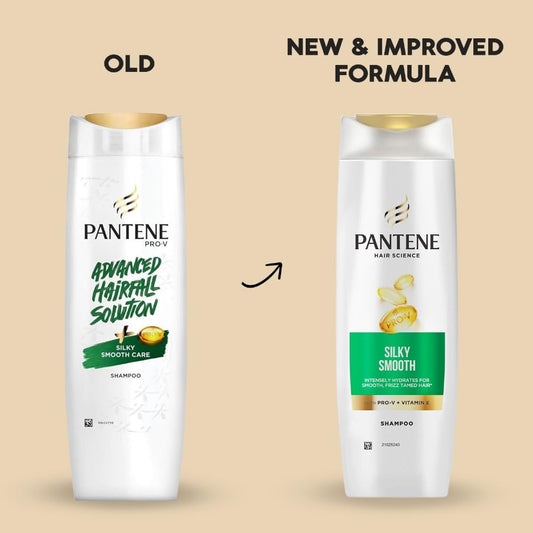 Pantene Advanced Hairfall Solution, Silky Smooth Care Shampoo, Pack of 1, 340ML, Green