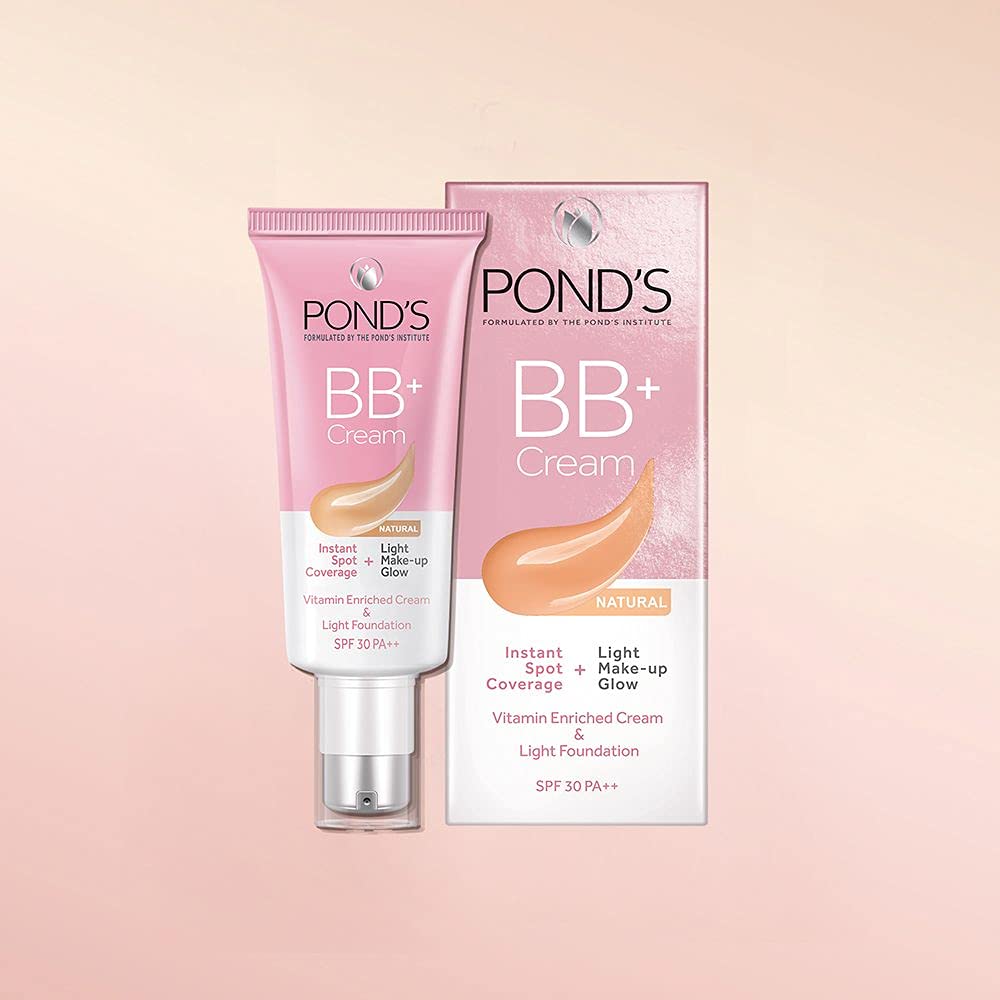 POND'S BB+ Cream, Instant Spot Coverage + Light Make-up Glow, Natural 30g