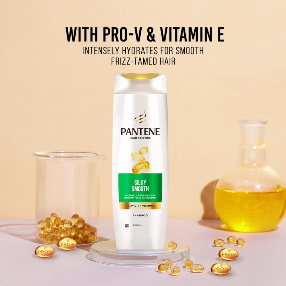 Pantene Advanced Hairfall Solution, Silky Smooth Care Shampoo, Pack of 1, 340ML, Green