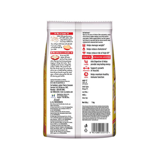 Saffola Oats | 1kg | Instant Rolled |Soft & Creamy |Power of Protein, Iron & Fibre | Nutritious grain[weight may vary]