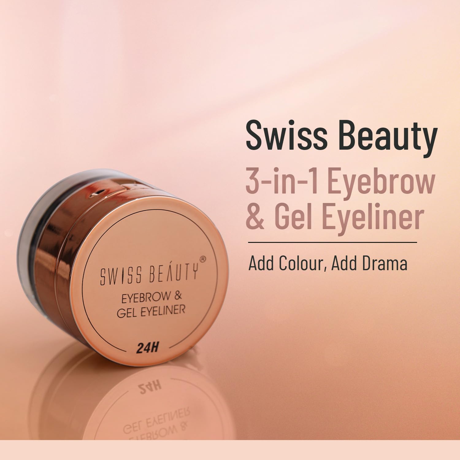 Swiss Beauty Waterproof Eyebrow & Gel Eyeliner 2 In 1 With Brush | Smudge Proof Gel Eyeliner And Eyebrow Definer Pencil | Shade- 01 Black, 7G